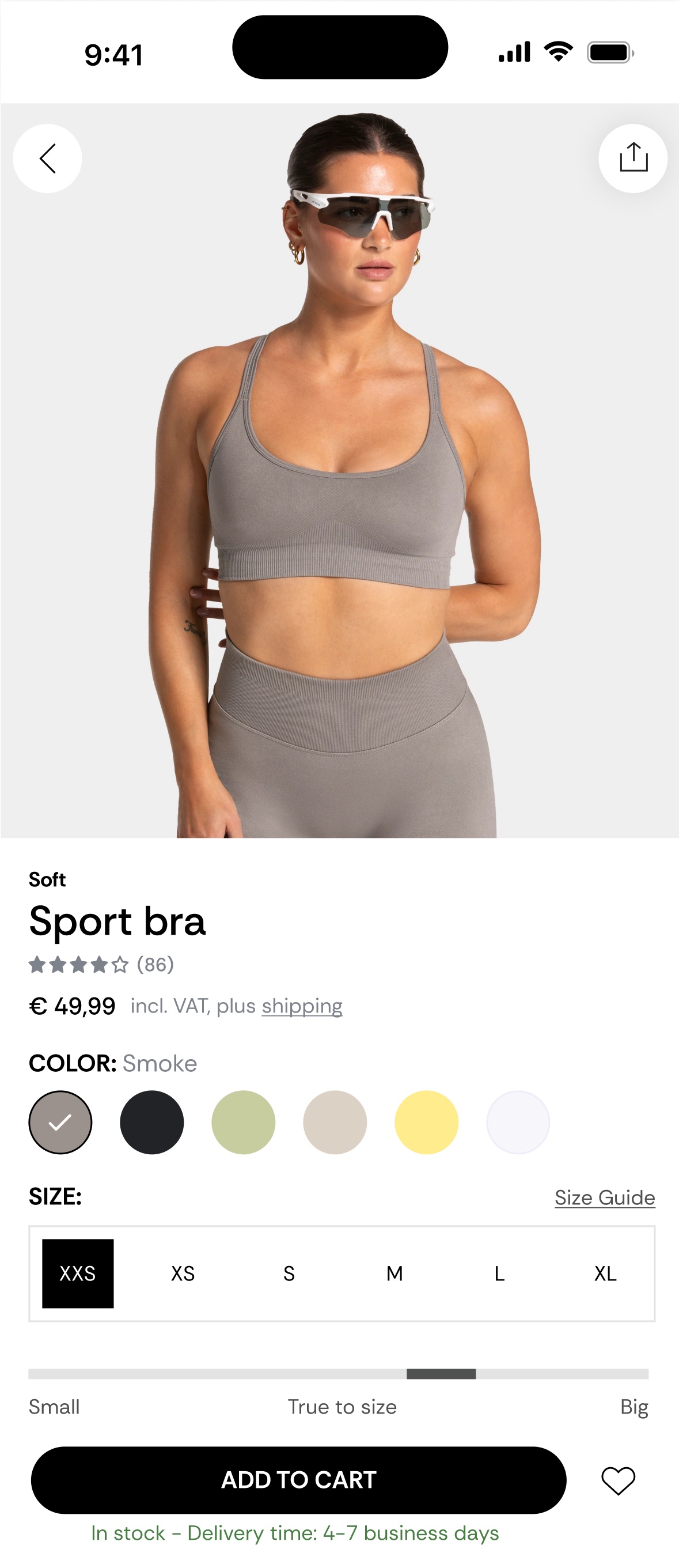 TEVEO Sport bra product detail page design