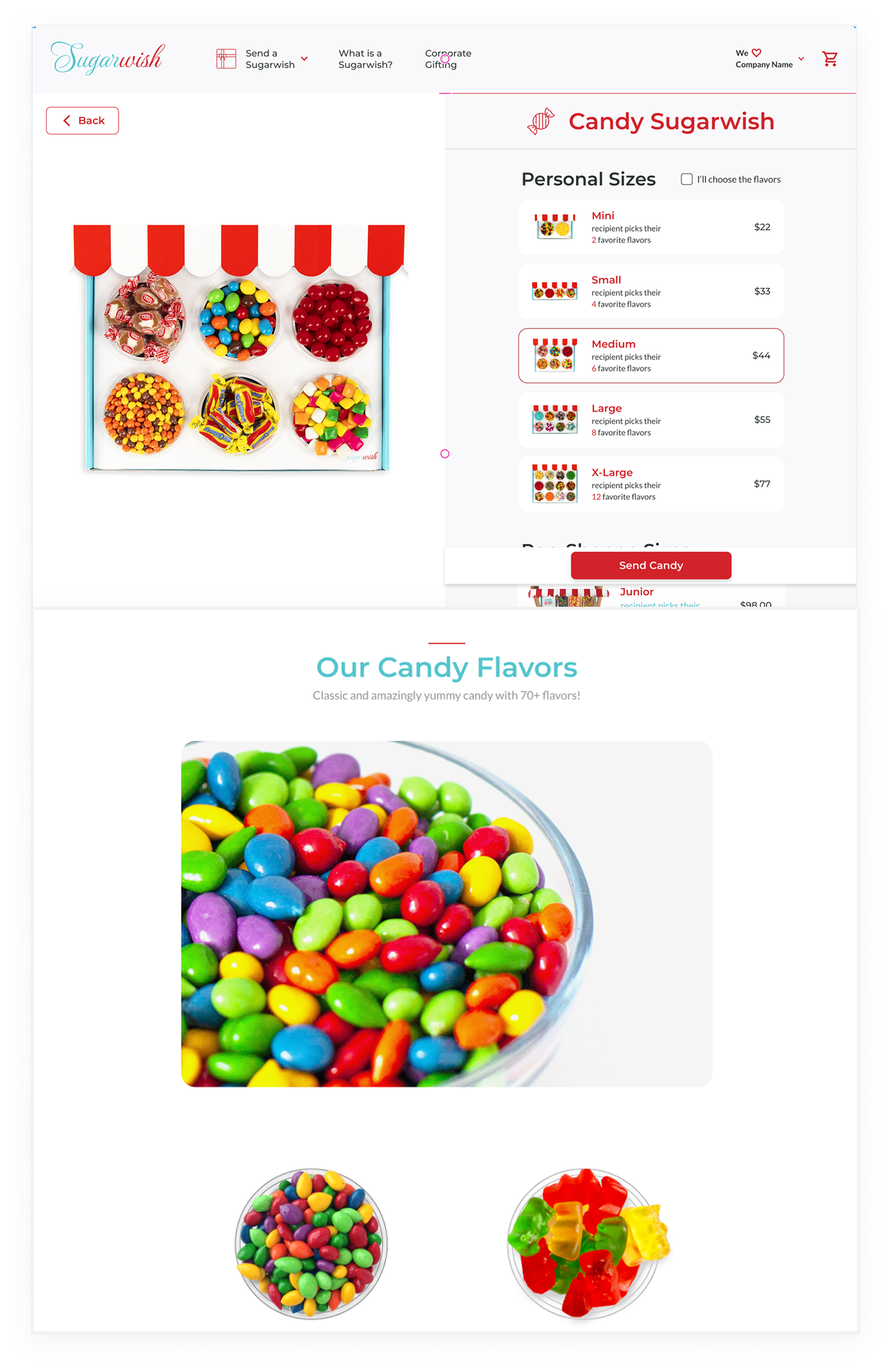 choose a size, before
